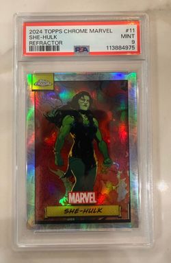 Topps 2024 Chrome Marvel She-Hulk Silver/Red Refractor #11 PSA 9 Rare Low Pop