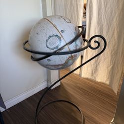 Vintage Globe On Cast Iron Stand 
