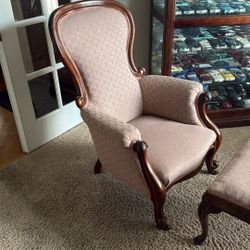 Antique chair with ottoman