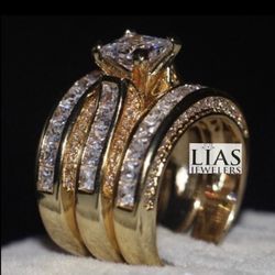 New 14 K Yellow Gold Wedding Ring Set 