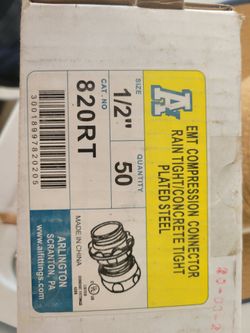 Arlington 820RT 1/2" EMT Compression Connectors – 50 Pack