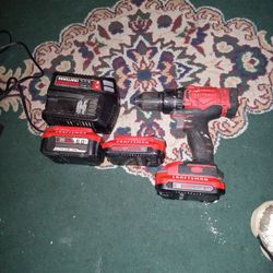 Craftsman Drill W/ Three Batteries & Charger