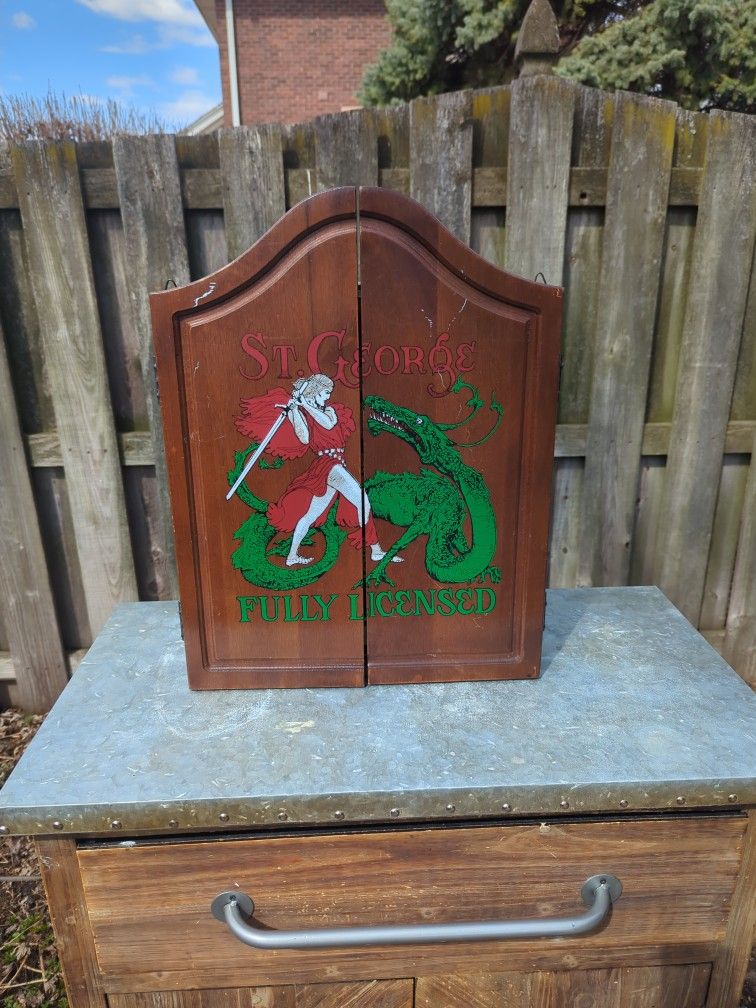 Vintage REAL vintage Wooden Darts Cabinet