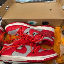 red and grey university dunks