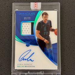 2018 PANINI IMMACULATE LUKA DONCIC ROOKIE PATCH AUTO 56 77 RPA