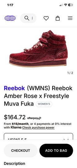 The Amber Rose x Reebok Freestyle Hi "Muva Fuka" in Merlot