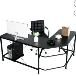 L-Shaped Desk Corner Computer Gaming Laptop Table Workstation Home Office Black

