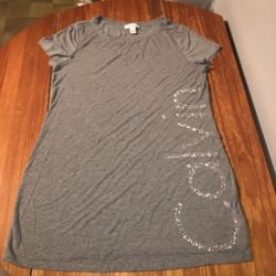 Calvin Klein Size Large Grey And Silver Silver Rhinestones Nightgown Shirt 