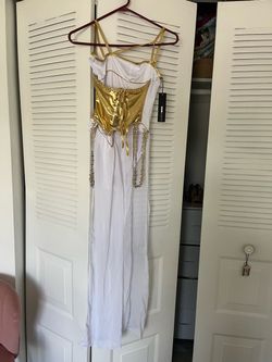 Fashion Nova White & Gold Maxi Dress