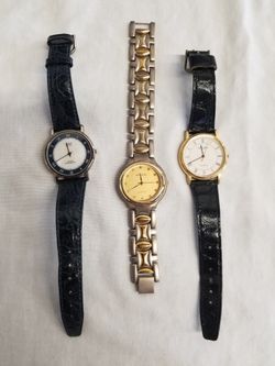 MEN'S 3 WATCHERS AND 2 MEN'S RINGS. ,THE RINGS ARE STERLING SILVER.