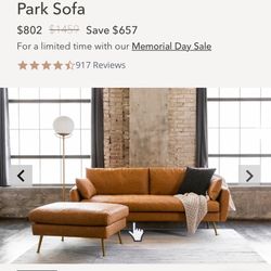 Albany Park Vegan Leather Sofa + Ottoman
