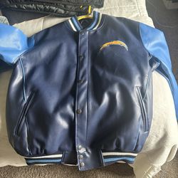 Vintage Chargers Bomber Leather Jacket 