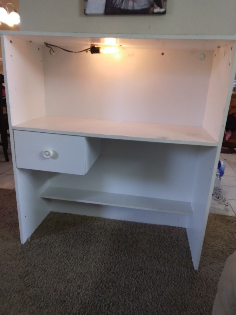 free white computer desk with lights