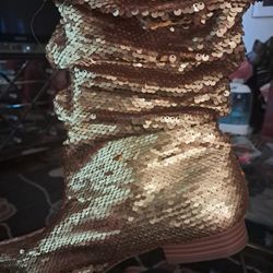 Gold Sequence  Boots Size 8 40.00 
