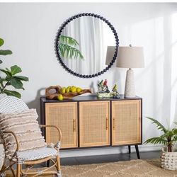 New Circle Mirror Wall Decor - 32" Bathroom Mirror with Metal Beaded Frame Large Round Mirror Home