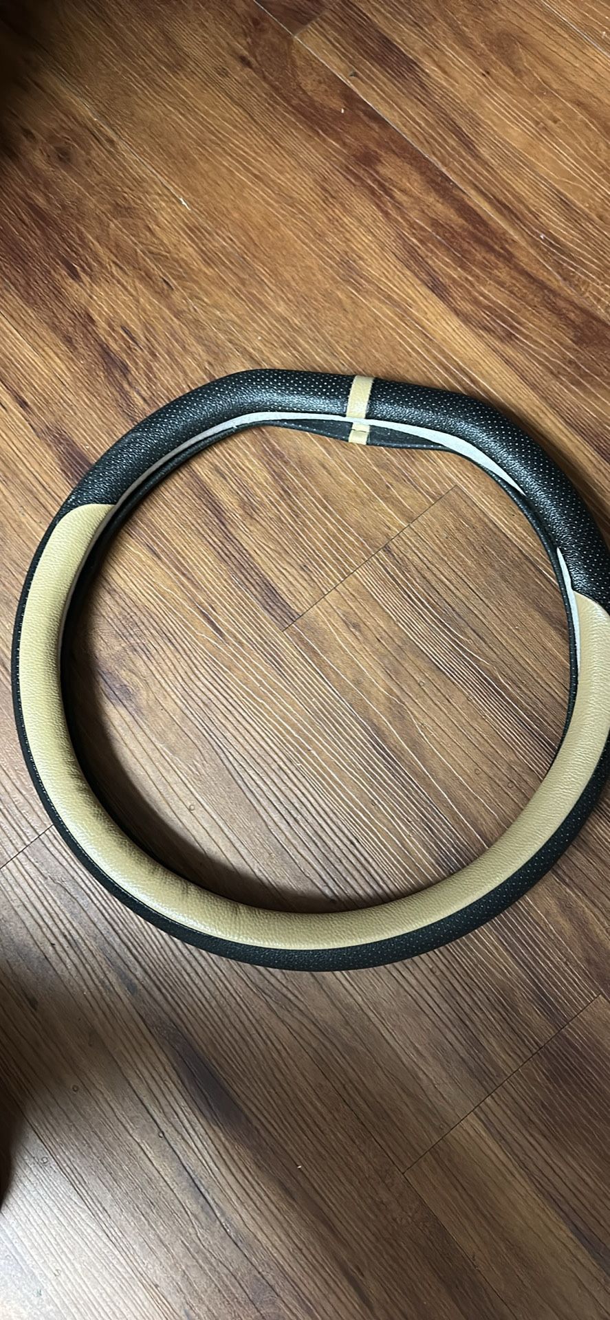 Car Accessories Steering Wheel Cover 15” Anti Slip Steering Wheel Cover Black and Beige