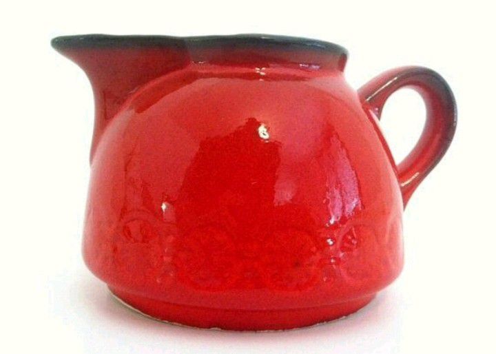 Vintage Red Ceramic Coffee Creamer