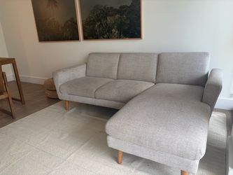 Light Grey Fabric Sectional Sofa with Chaise West Elm