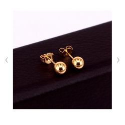 Ball Earrings, 18K gold, stainless steel