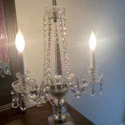 Unique Vintage Lead crystal table lamp with spear prisms