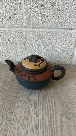 $5 clay Chinese style hand painted teapot porch pickup