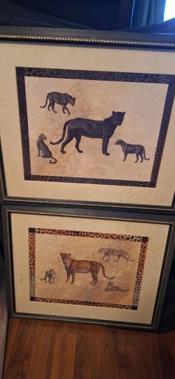 Set Of 2 16x20 Framed Leopard Prints $10 For Set