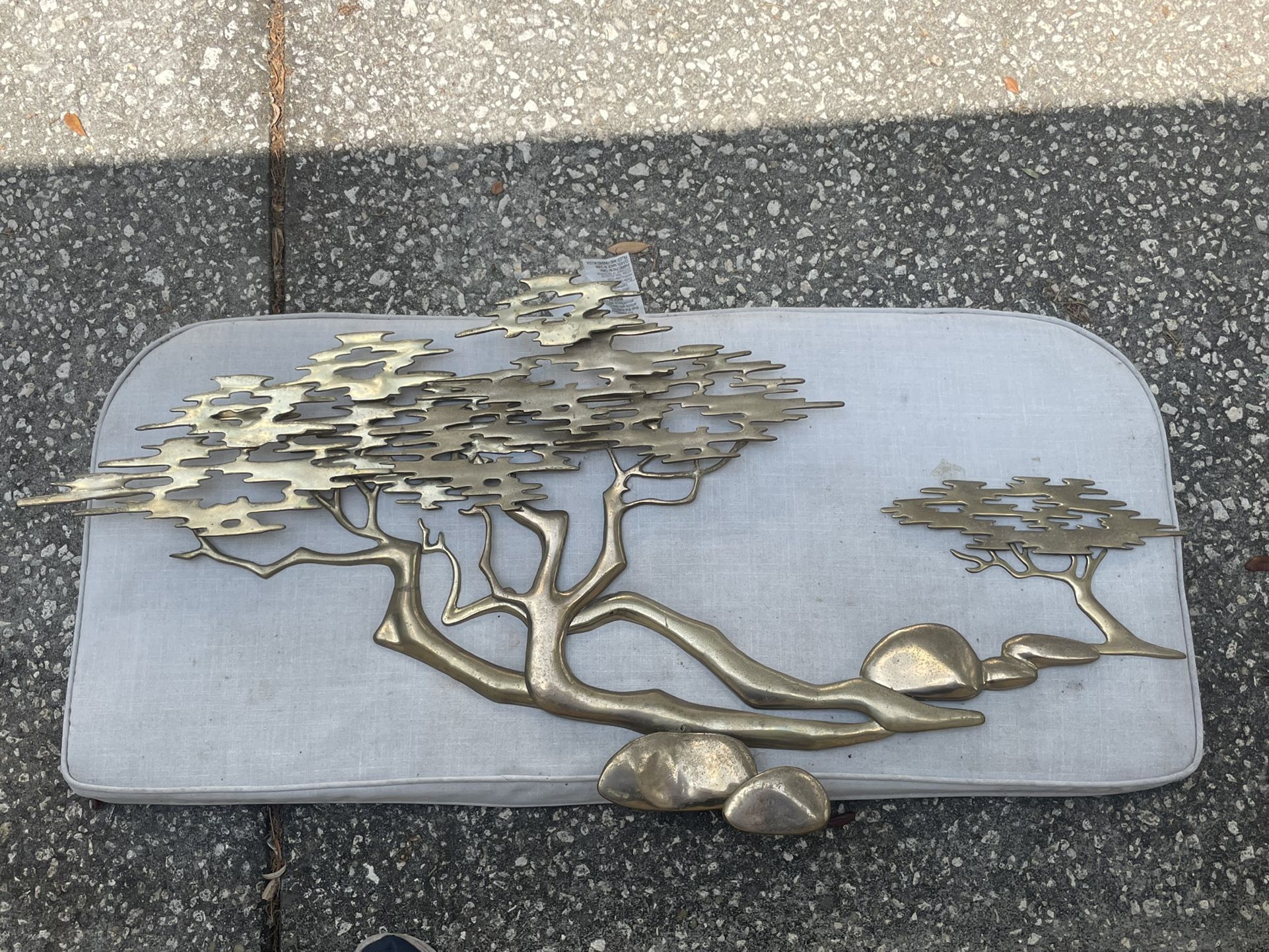 Brian Bijan Mid Century Modern MCM Brass Wall Sculpture 1970 Bonsai Tree Large Heavy