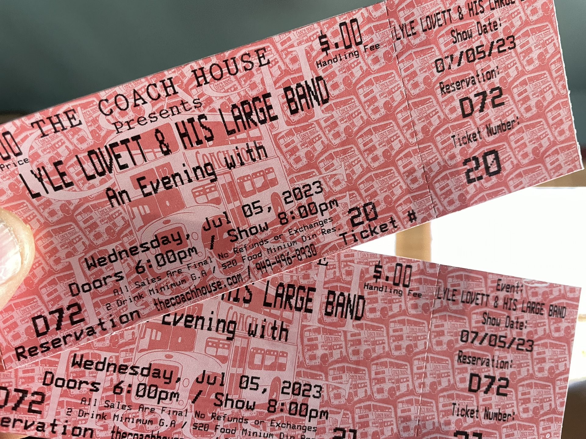 2 X Lyle Lovett Tickets