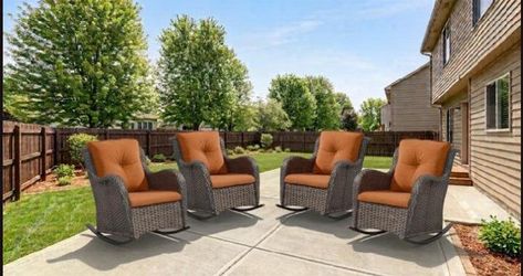 Set of 4 Wicker Outdoor Rocking Chairs