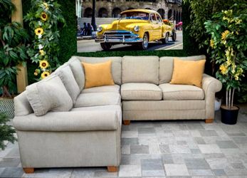 Free Delivery 🚚 Used Ethan Allen 3 Piece Tan Sectional Couch