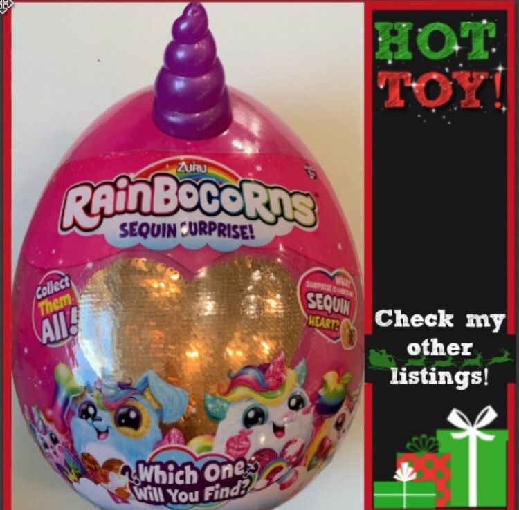 Rainbocorns Sequin Surprise Gold Heart Purple Horn Bunny Rainbocorn Hot Toy!!