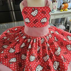 Hello Kitty Red Girls Birthday Holiday Dress Size 6 New Custom Made