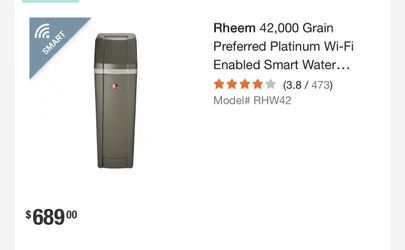 Rheem PREFERRED Platinum Wi-Fi connected 42,000 Grain Water Softener Open box