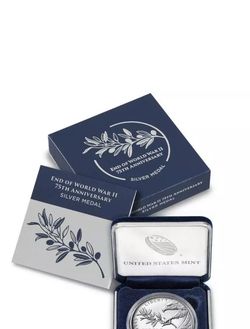 End of World War II 75th Anniversary Silver Medal Eagle