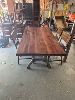 🔥 Solid Wood Dining Table & 4 Chair Set – Beautiful Dark Finish