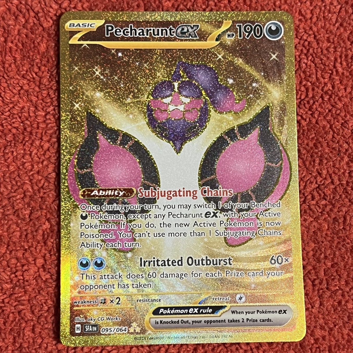 pecharunt pokemon card value (JAPANESE) - Darkness Irritated Outburst (60x) This attack does 60 damage for each Prize card your opponent has taken. Pecharunt ex 95/64 (secret) for