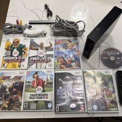 Black Nintendo Wii Console Gamecube Ports W/ 8 Games All Wires Ogre Battle 64   The product is a Nintendo Wii home console in black color, model Wii (