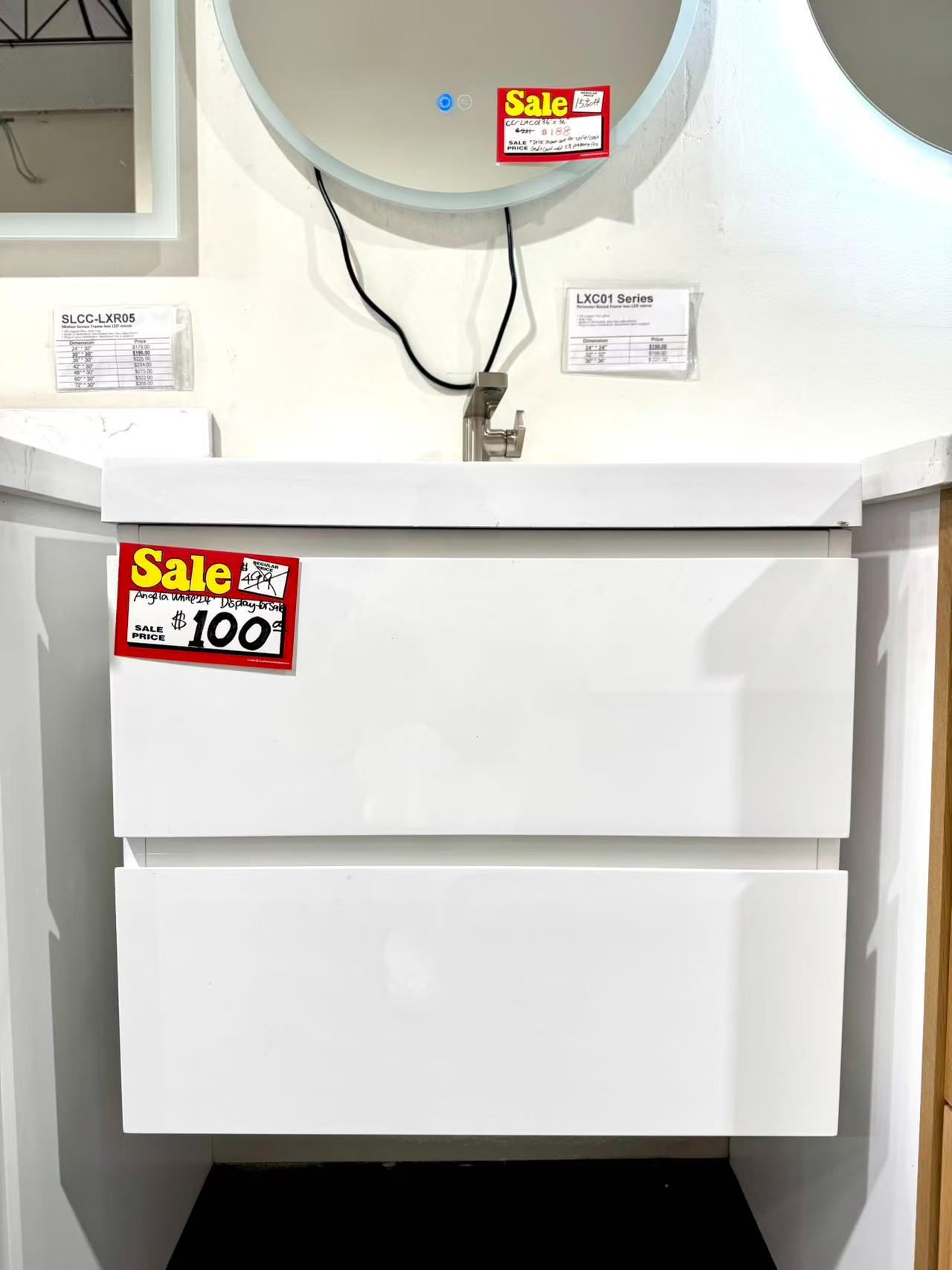 🎉 NOW ONLY $100! 24" Angela White Floating Vanity (Display on SALE)