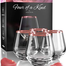 Set of 4 Stemless Wine Glasses