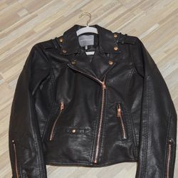 💯 Womans Moto Biker Faux Leather Rocker Jacket Size: Medium
