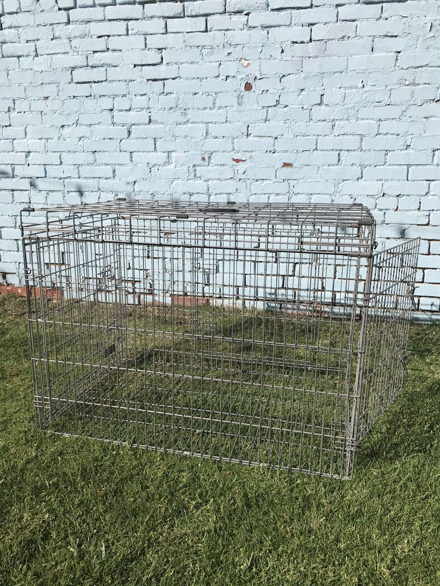 Folding 42” Dog Cage 2-Door Pet Crate Kennel 42”x27”x30”