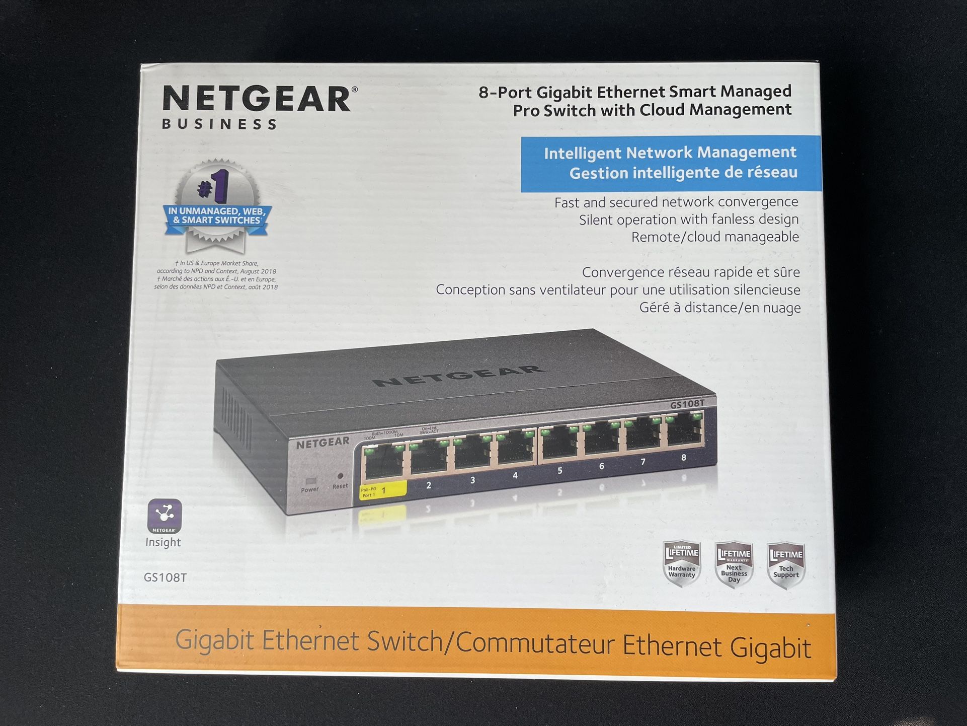 Netgear 8-Port Gigabit Ethernet Smart Managed Pro Switch with Cloud Management GS108Tv3