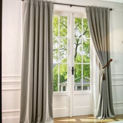 Velvet Curtains Thermal Insulated 2 panels 52x84”L Grey