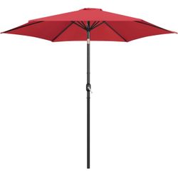 Patio Umbrella, 10FT Outdoor Table Market Umbrella with Push Button Tilt and Crank & Sturdy Ribs, Yard Sun Shade for Garden, Deck, Backyard, Pool, Red