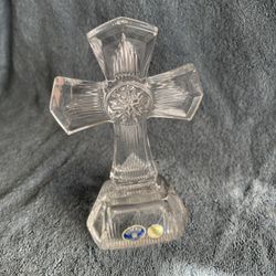Vintage Bohemian Crystal Cross 24% Pb, Czech Republic, Religious Decor Collectible