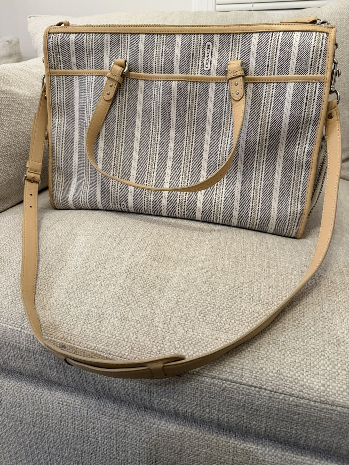 Coach Signature Stripe Multifunctional Travel/Baby Diaper Tote- Like New!