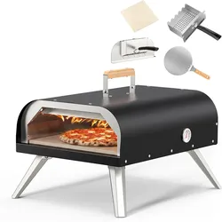 12" Outdoor Pizza Oven, Reaches 720°F, with Stone & Peel
Versatile Wood or Propane Pizza Oven, Portable for Backyard, Camping & Tailgating (Propane Bu