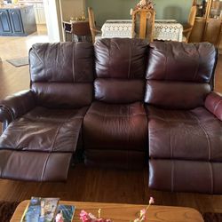Reclining Electric Leather Sofa Includes Free area Rug