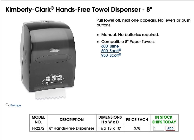 3-Kimberly-Clark hands free towel dispensers for sale