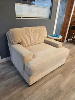 Oversized Cream Upholstered Accent Chair